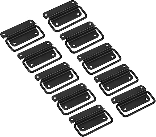 uxcell Asas para el pecho, 10 unidades, mango plegable de acero inoxidable, asas para caja de madera, caja de herramientas, caja de equipo