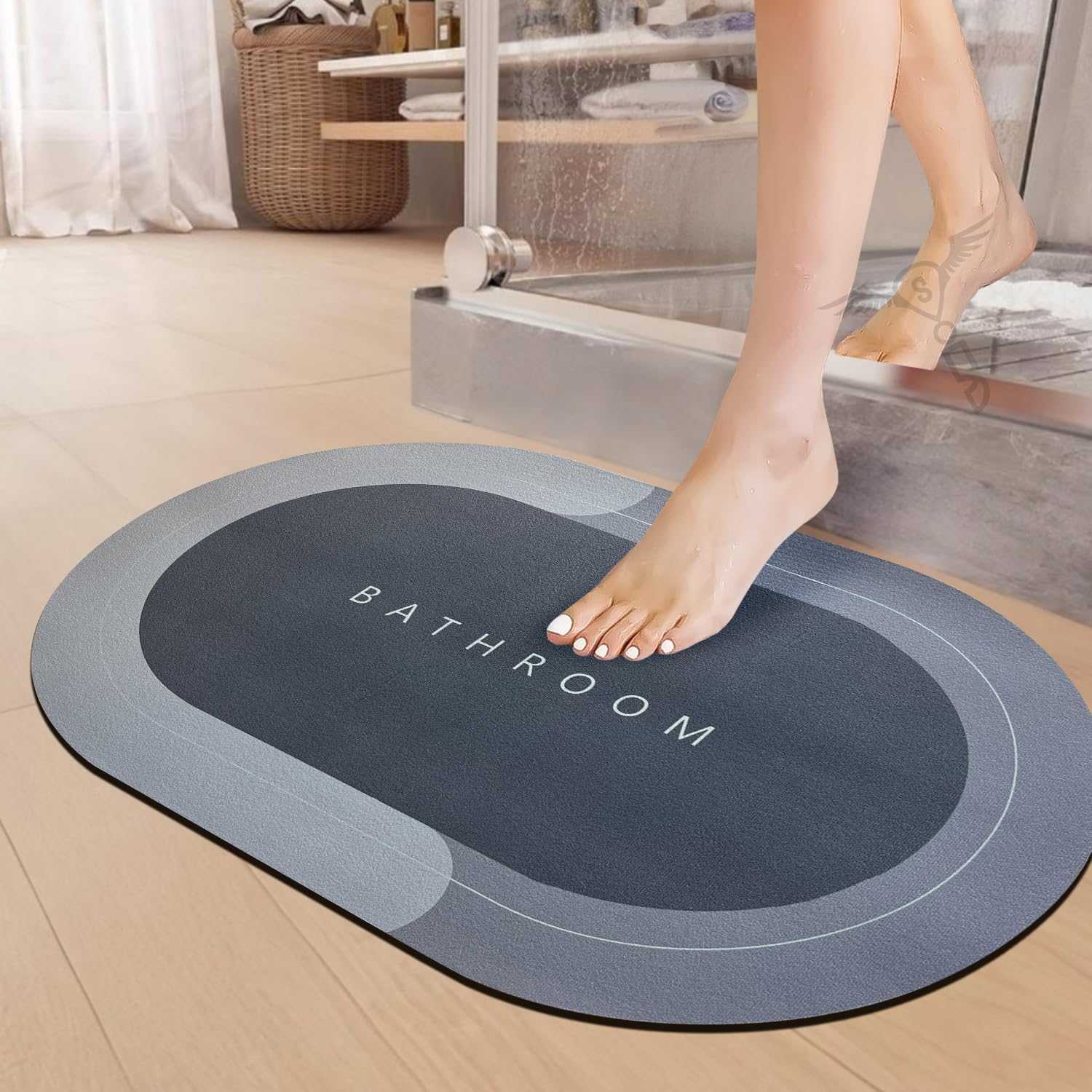 SITTELLA 5 Pc Rubber Bath Mat,Anti-Skid Water Soaking Bathroom Rug Door,Floor mat, Soft Quick Dry Water Absorbent Mat for Home Office 40x60cm-Grey