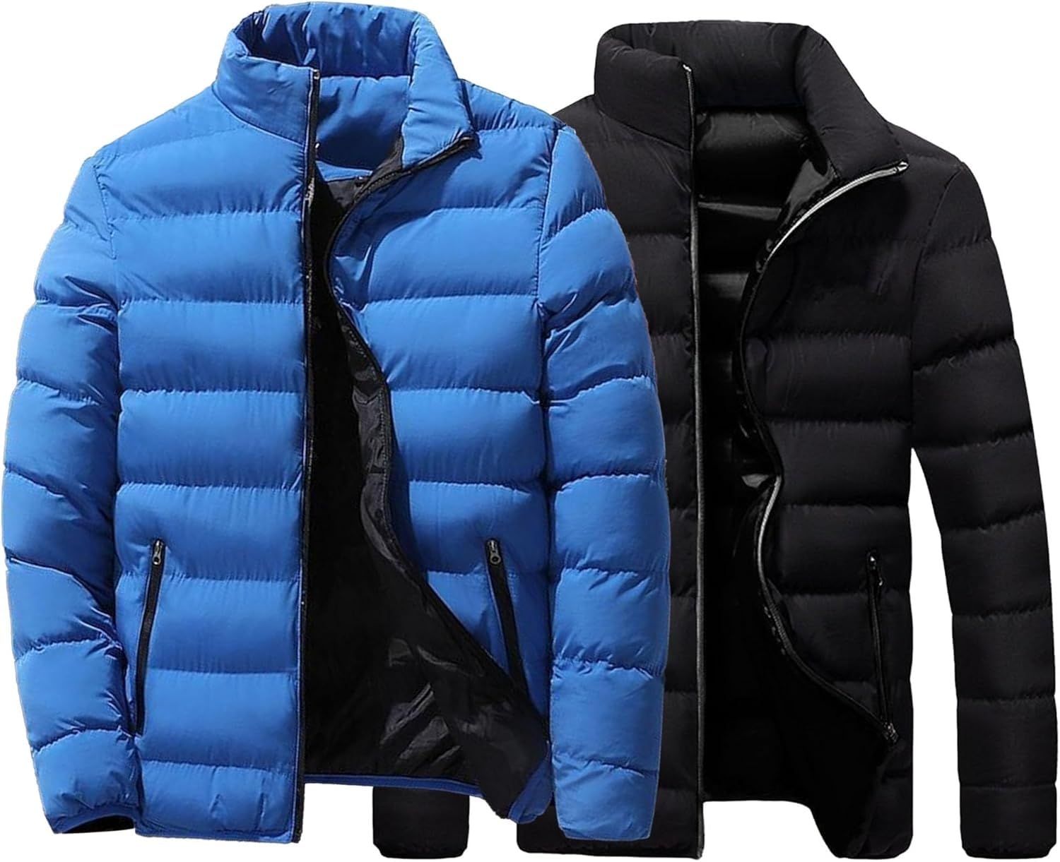 Maiyifu-GJ Men Winter Down Coat Jacket Lightweight Warm Thicken Padded Outerwear Stand Collar Ski Hiking Travel Warm Overcoat