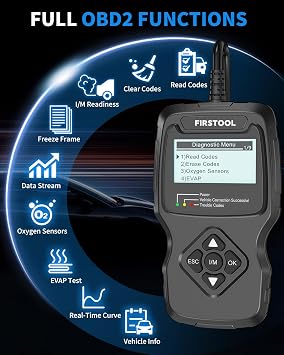 Car OBD2 Scanner, FIRSTOOL OBD2 Scanner Diagnostic Code Reader Tool with I/M Readiness, Battery Tester, Check Engine Light with Reset, OBDII/EOBD Car Diagnostic Scanner for All Vehicles After 1996