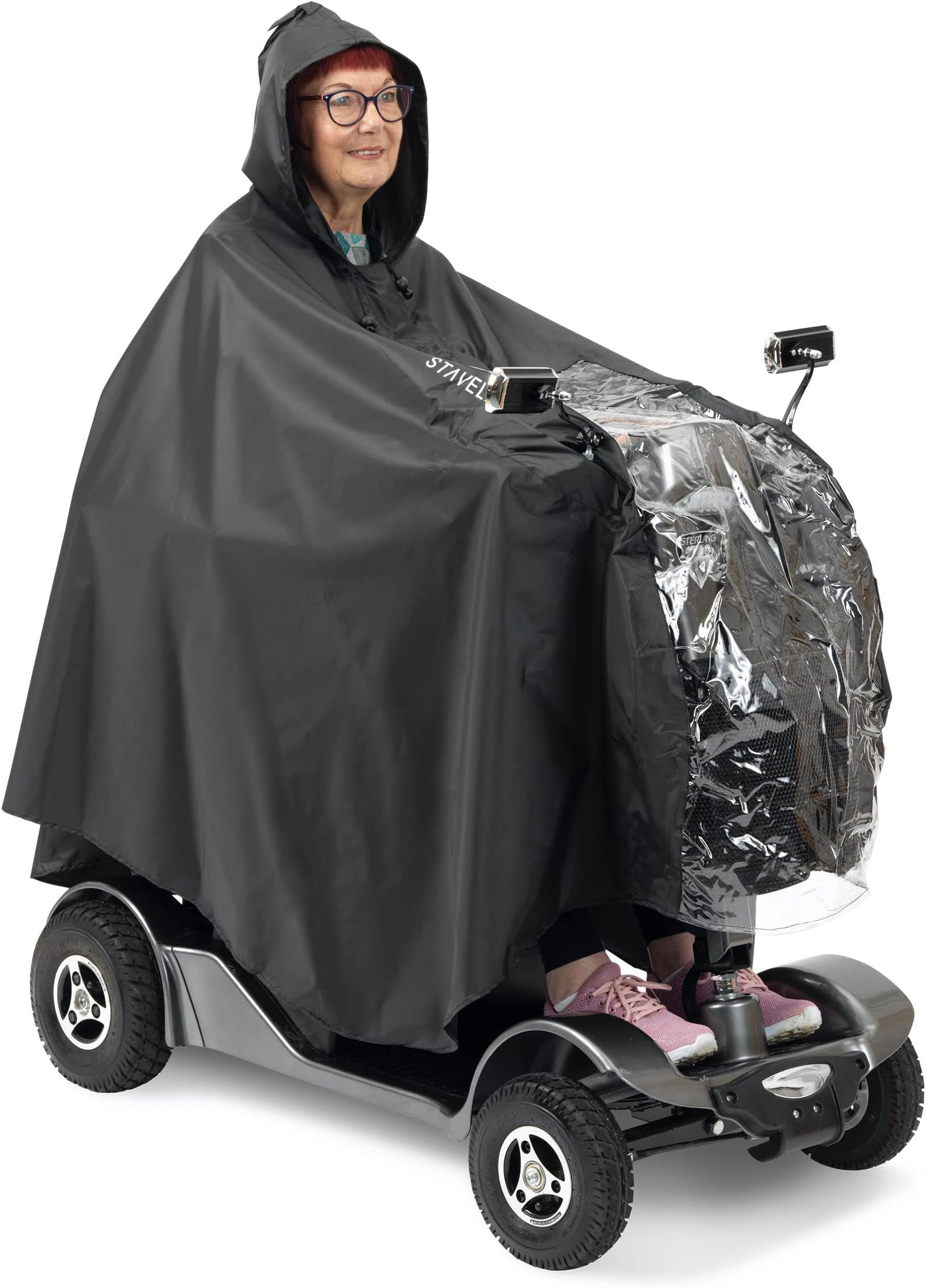 Staveley Mobility Scooter Cape | Unisex Waterproof Rain Poncho Cover for Electric Scooters and Wheelchair Users – Lightweight, Compact (Large Cape)