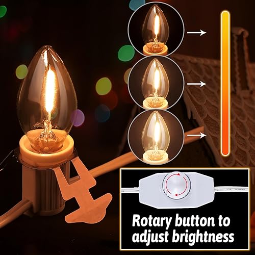Miniatura 5 de Saillong Paquete de 4 bombillas de luz de cable para casa de pueblo navideño, 6 LED C7, kit de luz de modo de soplado de Navidad, repuesto con