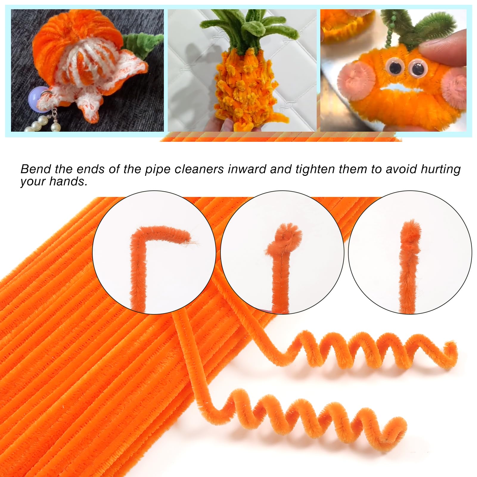 Scovolini In Ciniglia Arancione - 200 Pezzi Per Lavoretti Fai Da Te E Decorazioni - Foto 3