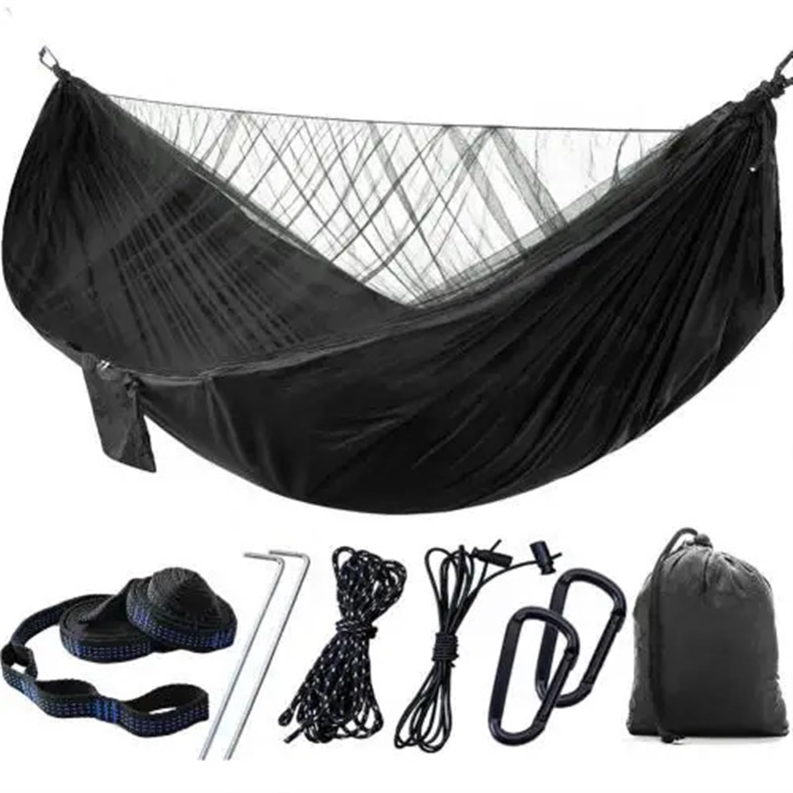 Hamac de Camping Jungle, balançoire d'extérieur, lit Suspendu à Ouverture Rapide pour la randonnée, Le Camping(Black)