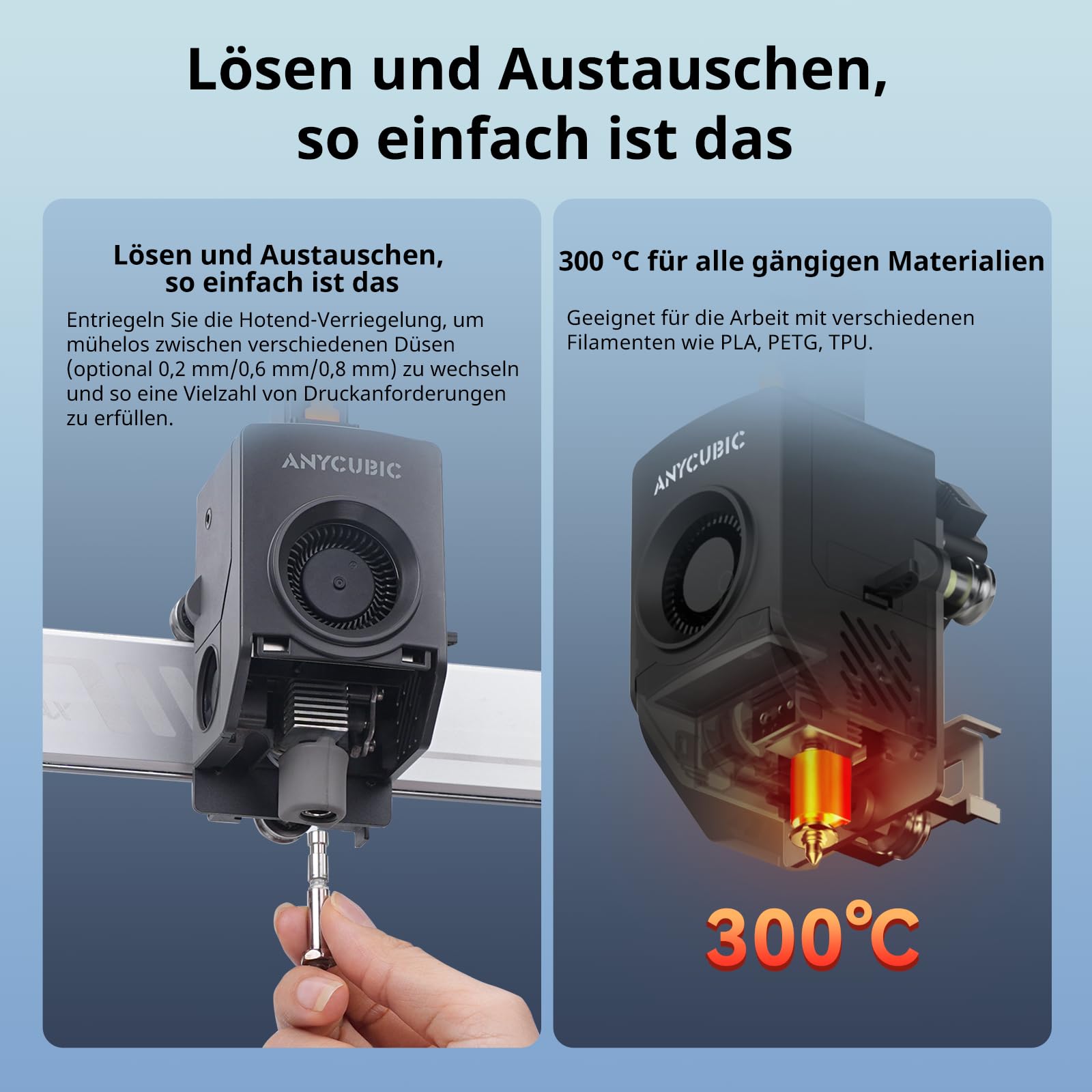 Anycubic Kobra 3 Max 3D-Drucker mit 0,4mm Düse, 420x420x500 mm 600 mm/s Schnelles Drucken, Vollautomatische Kalibrierung, AI Intelligentes Drucken, Optionaler Mehrfarbendruck