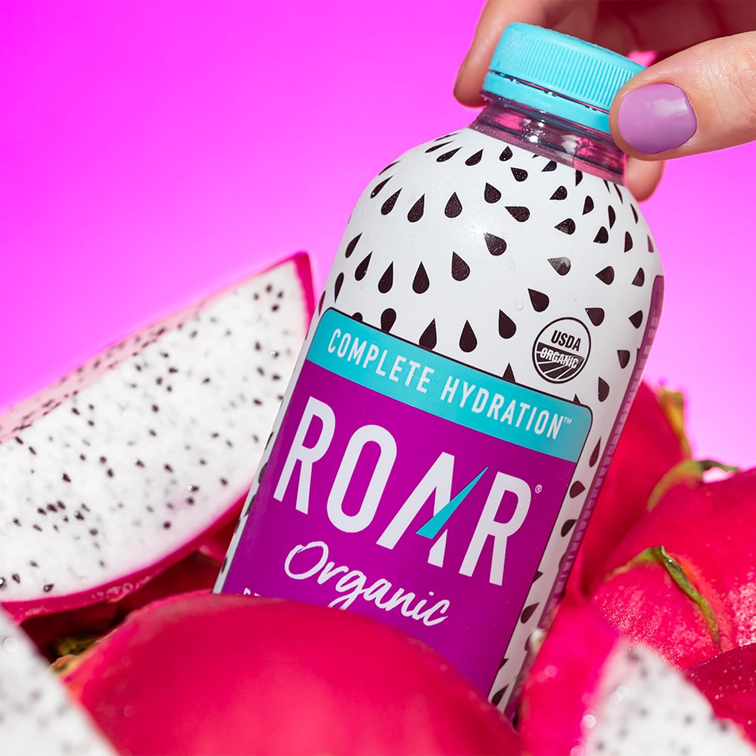 ROAR Complete Hydration Organic - Electrolyte Drinks with Vitamins C, B5, B12 – Non GMO, Gluten Free Hydrating Drinks - Dragonfruit Punch - 12 pc
