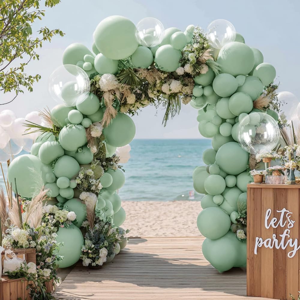 Pink Blue Green Balloon Garland Double Stuffed Dusty Light Pink Blue Green Balloons Different Sizes 18In 12In 5In Dusty Balloon Arch Kit For Baby Shower Gender Reveal Birthday Party Decorations