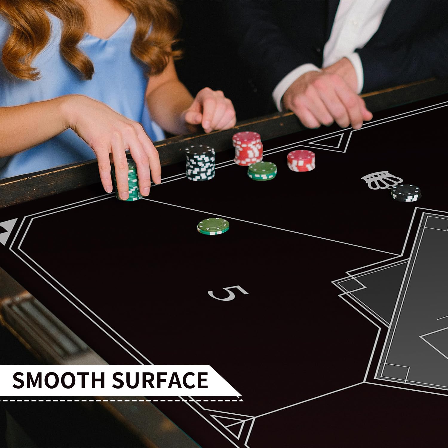 LaiEr 60/80/100/120/140/160cm Quadratische Poker Matte Texas Hold'em Poker Gummimatte Poker Topper für Tische Faltbare Tragbare Poker Tischplatte Layoutw für Poker Spiele Blackjack Casino(140 * 140cm)
