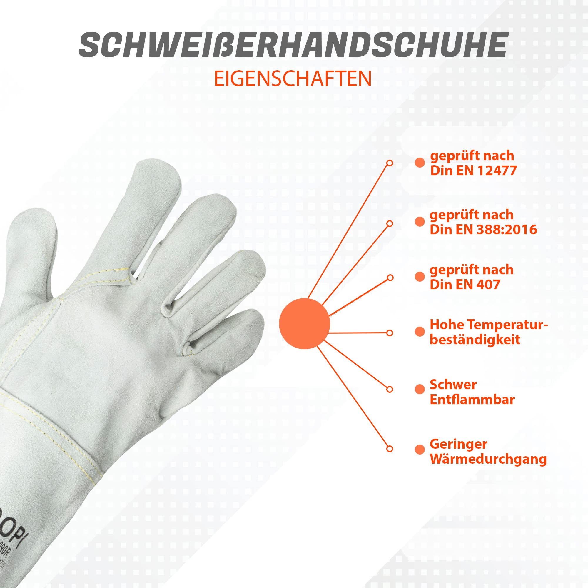 RODOPI Schweißerhandschuhe FIREWELD-Protect 1-10 paar Arbeitshandschuhe Gr. 8-11 Rindspaltleder EN 12477:A Schweißhandschuhe 33 cm für Damen und Herren (10, 10)