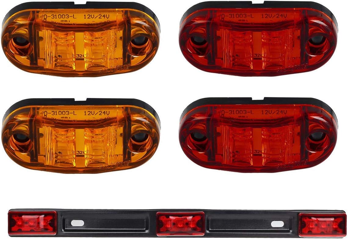 Partsam 12V Waterproof LED RV Truck Trailer Light Kit,2xRed Rectangle LED Stop Turn