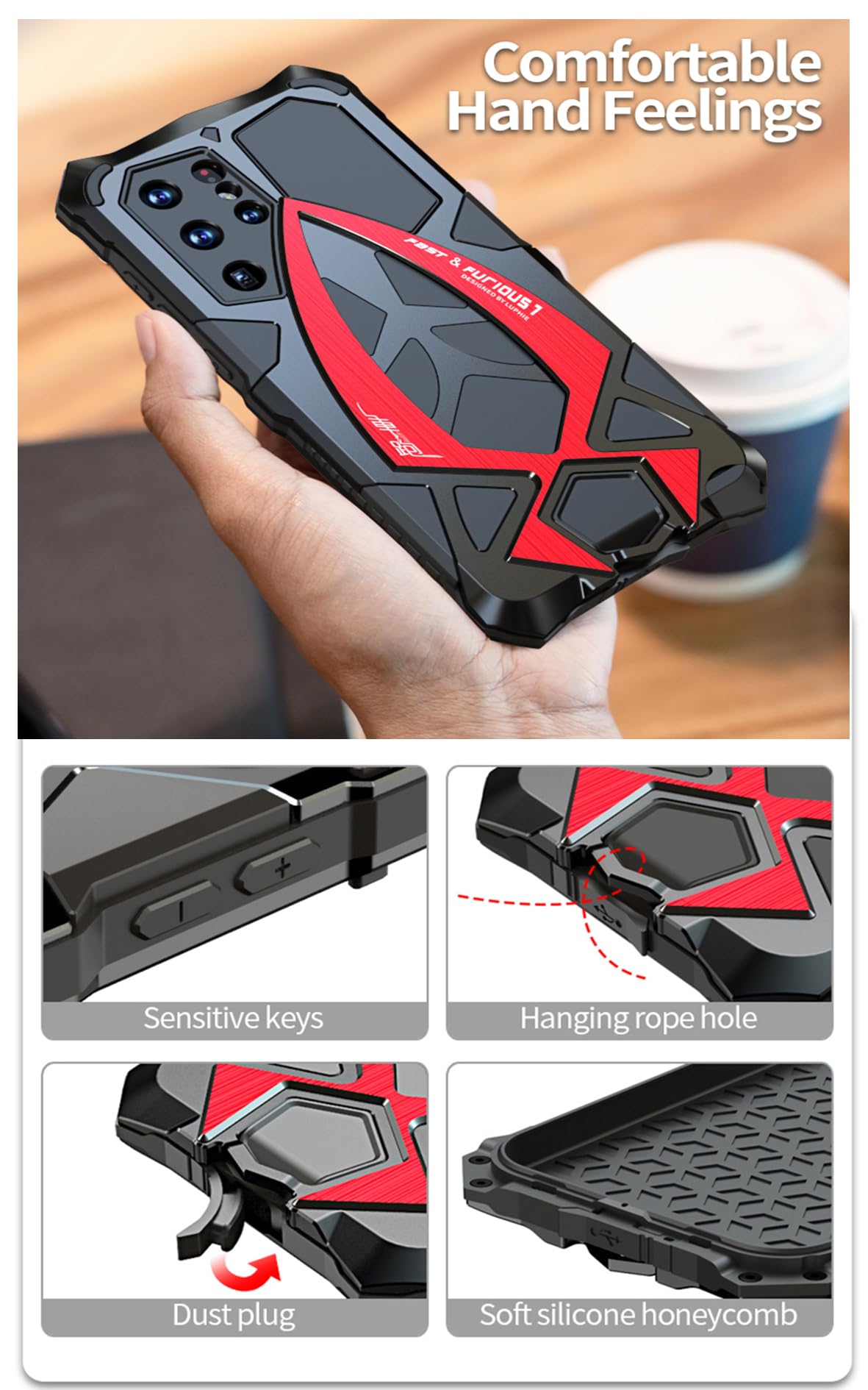 Cover per Galaxy S26 Ultra 5G Metallo e Silicone Case Robusta Militare Protezione Custodia per Samsung S26ultra - Rosso