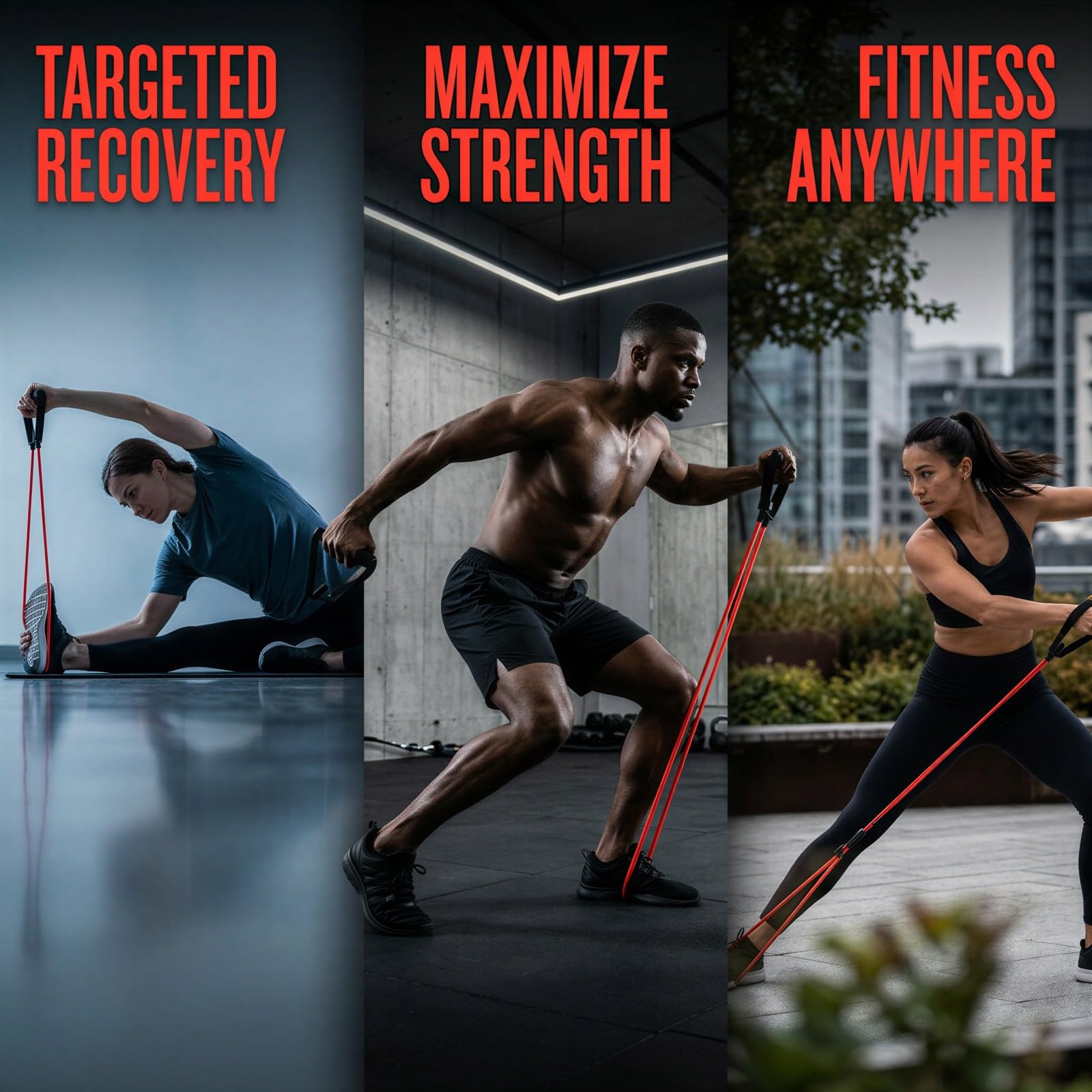 5 STK. Widerstandsbänder für das Training mit Schaumstoffgriffen, TPE-Trainingsbänder für Krafttraining, Muskelaufbau und Regeneration, 5 Widerstandsstufen, flexibel für Zuhause und unterwegs