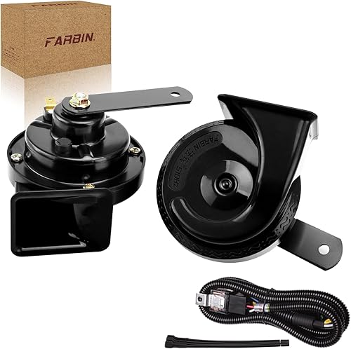 FARBIN Bocina de coche de 12 V de tono altobajo con arnés de relé, bocina eléctrica impermeable para camión, bocina de 12 V, motocicleta (bocina