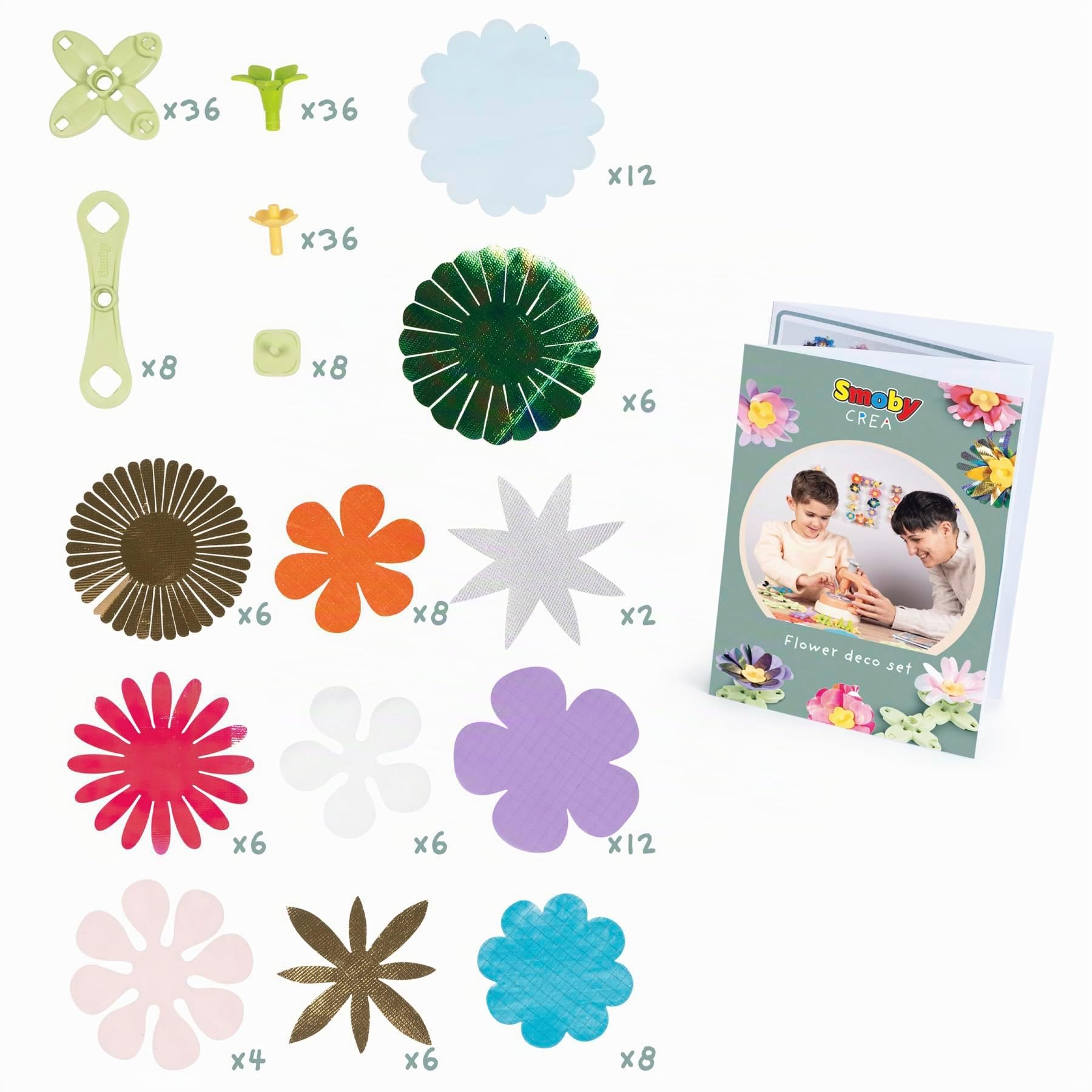 Smoby - Set Déco Fleurs - Activité Manuelle - Atelier Création - Presse à Fleurs - Tissus et Livret Inclus - A Partir de 5 Ans - Fabrication Française