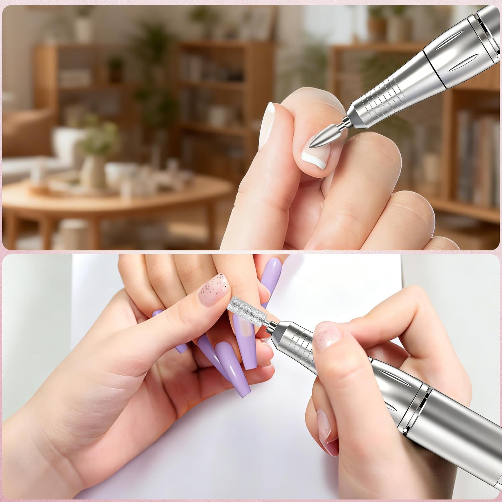Torno para Uñas Profesional 45000 RPM, Pulidoras de uñas Portatil Velocidad Ajustable para Uñas de Gel y Acrílico, Torno Molinillo de Uñas Eléctrico con Pantalla LCD, 6 Brocas y 50 Bandas