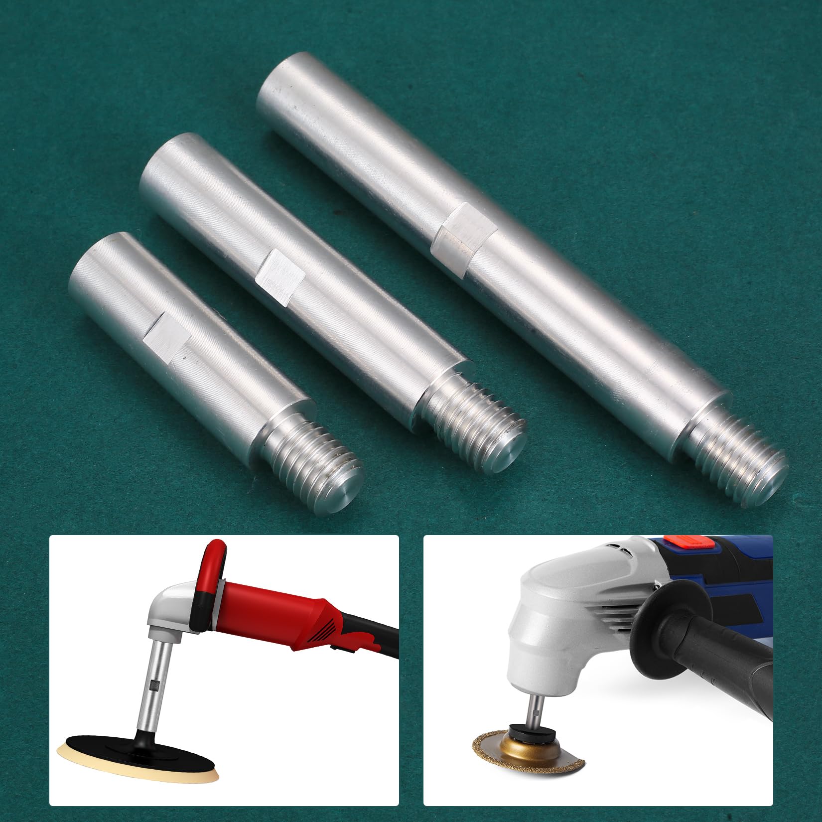 3-częściowy zestaw przedłużek M14 do szlifierki kątowej, aluminiowy wał przedłużający, adapter M14 do polerki, akcesoria do szlifierki (75/100/140 mm)