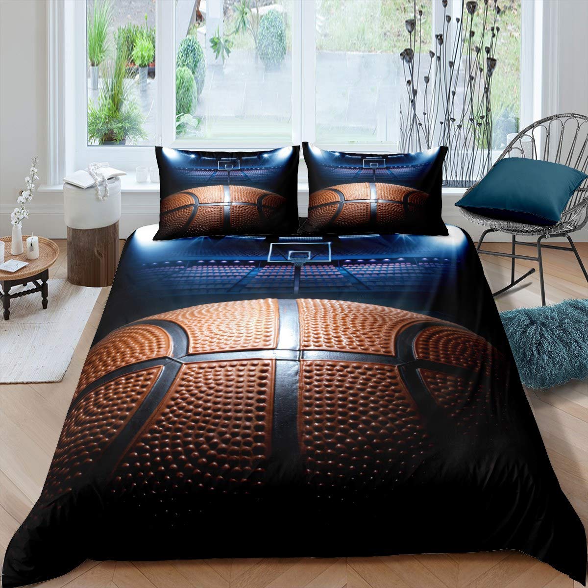 Basketball Duvet Cover Set Sports Theme Bedding Set for Kids Boys Teens 3D Ball Pattern Comforter Cover Competitive Game Bedspread Cover,Room Decor 2Pcs Bedding Single Size โ image 1