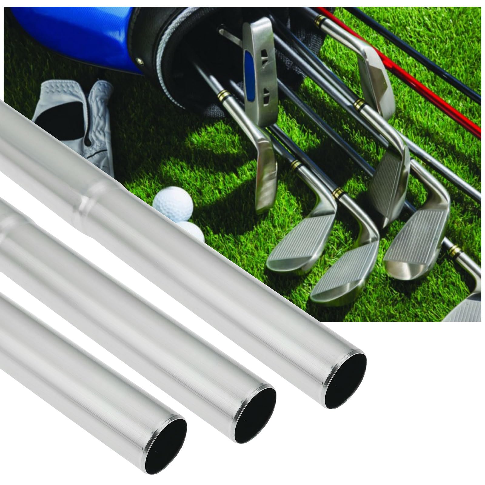 ECSiNG Lot de 3 Rallonges de Club de Golf en Acier Inoxydable Adaptateur D'extension pour Barre à Billes Argent