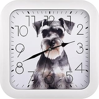 Well-Behaved Schnauzer Wall Clock The Sound is Soft Square Timepiece Fashion Precise Easy to Read Numbers | Perfect Living Room Kitchen Or Office Clocks