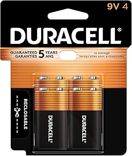 Duracell - CopperTop 9V Alkaline Batteries - long lasting, all-purpose 9 Volt battery for household and business - 4 count (Pack of 1)