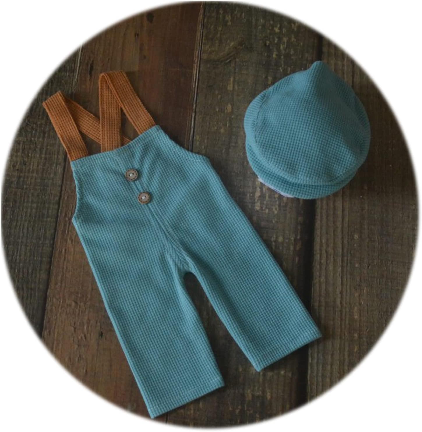 ZeroestBaby Photography Props Newborn Boy Photo Shoot Outfits Infant Gentleman Suit Lattice Outfit Set (J-Green)