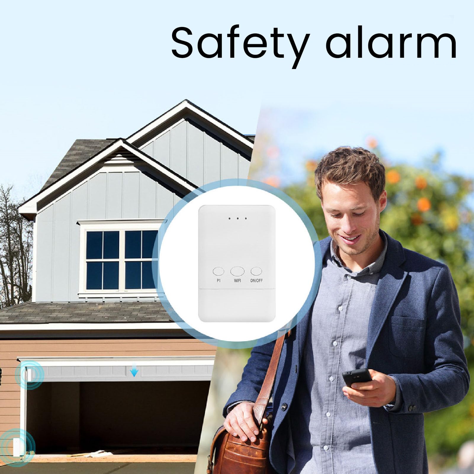 Mando a distancia WiFi para puerta de garaje compatible con abridor de puerta de garaje inalámbrico Tuya con sensor inteligente y control de aplicación compatible con comandos de