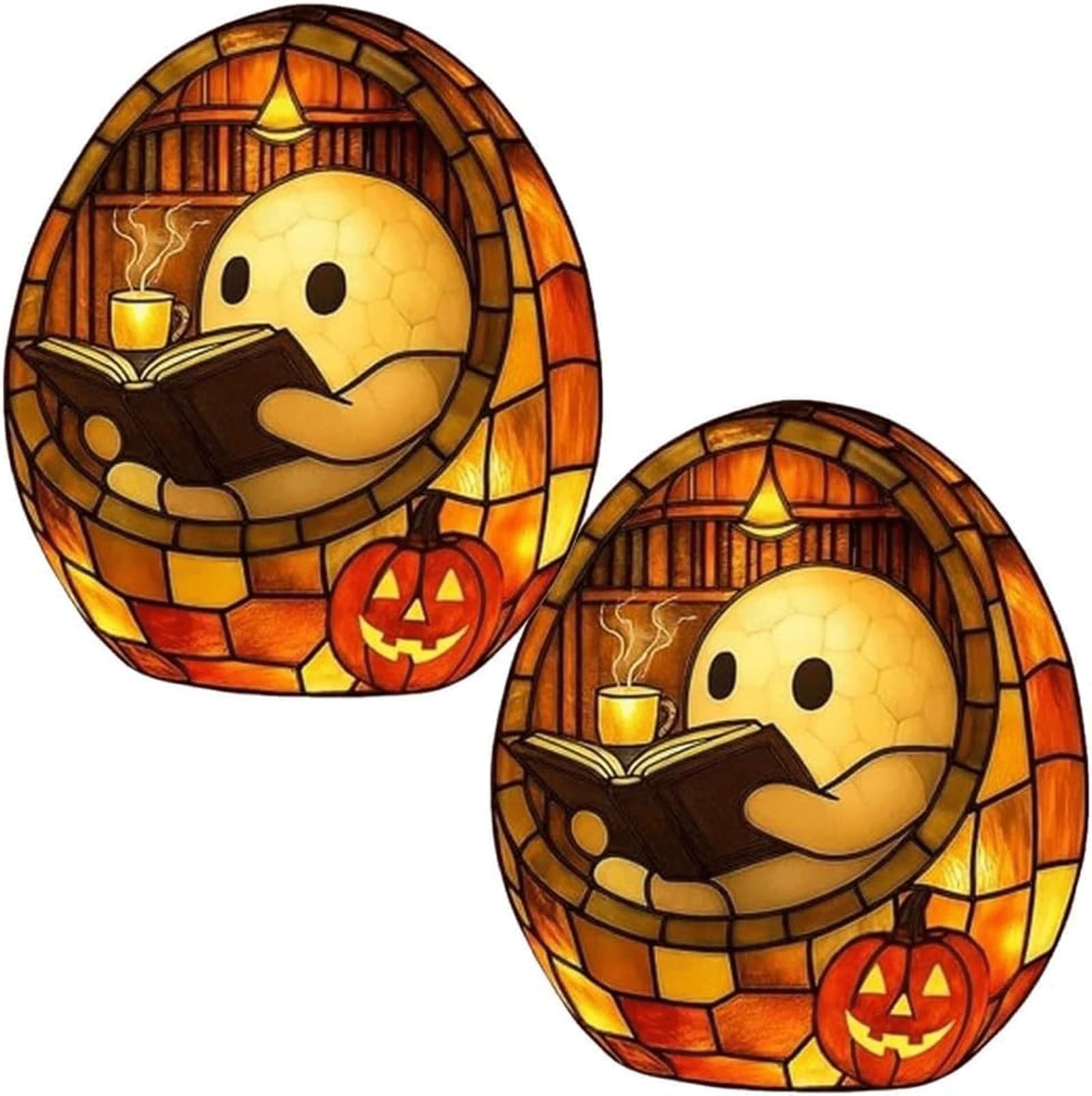 LLiuvcc Ghost Reading Book Lamp,Handmade Halloween Ghost Reading Night Light,Halloween Ghost Night Light，Halloween Decoration(2PCS)