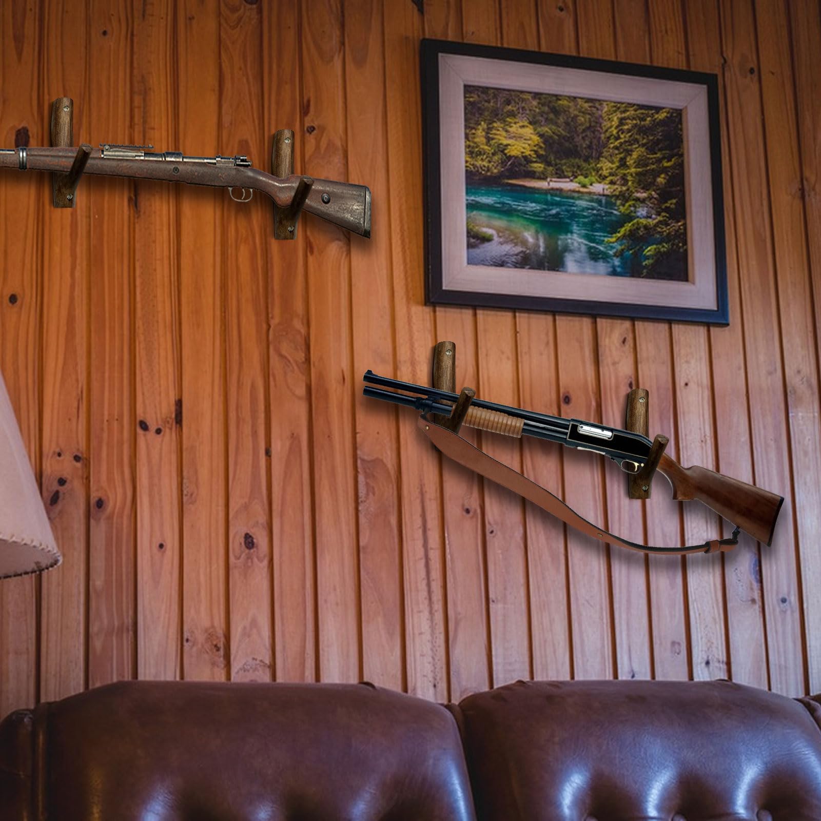 Soporte de madera para armas, 8 unidades, estante de exhibición de armas de fuego, multiuso, horizontal, gancho para abrigos, carga máxima de 5 kg, colgador de pared con arco para exhibición de