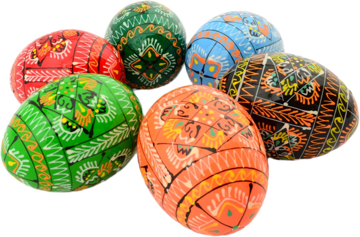 Easter Painted Eggs Wooden Ukrainian Pysanky Pysanka. Polish Pisanki. Czech Kraslice. Set of 6