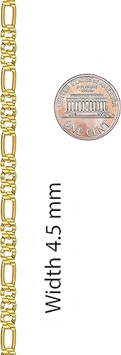 Miniatura 8 de LIFETIME JEWELRY 45mm  6mm Swiss Diamond Cut Figaro Chain Necklaces 24k Real Gold Plated