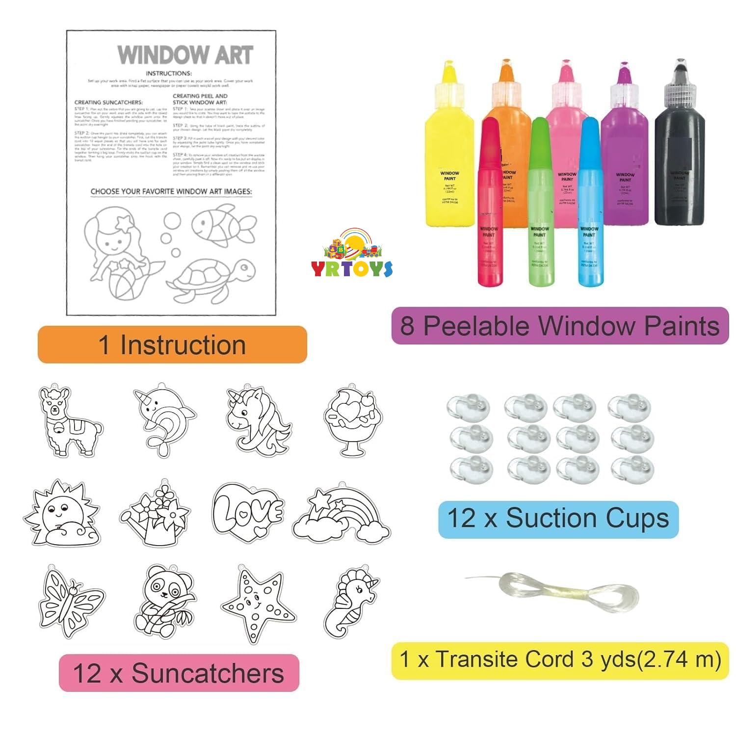 YRTOYS Magic Water ELF Toys, Creative 3D Handmade Magic Gels Toys Homemade DIY Handmade Material Kit (Glitter Window Art- 1), Resin, Multicolor 2