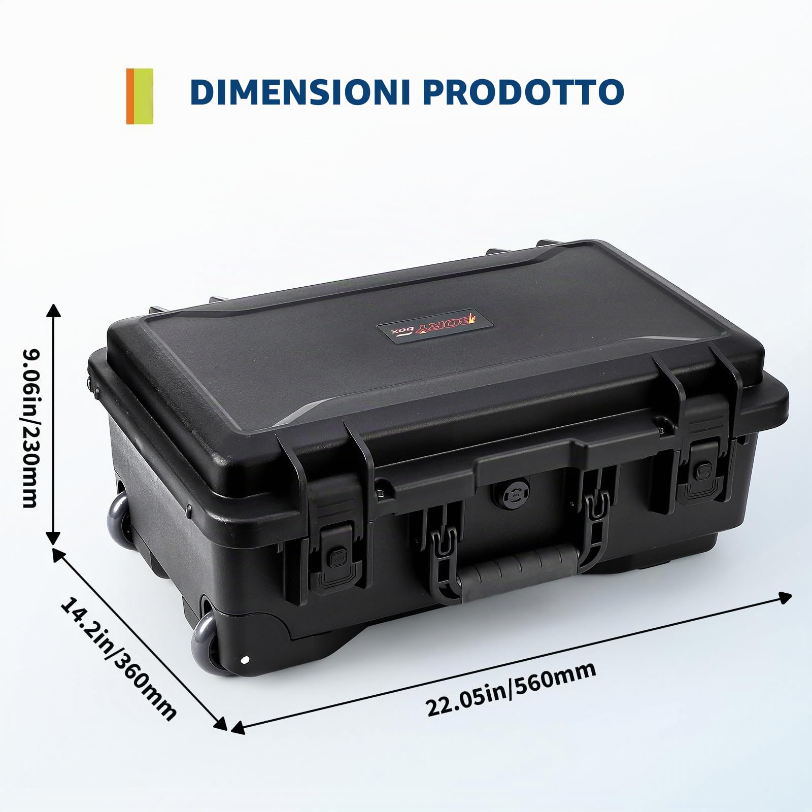 Valigia Fotografica Impermeabile Antiurto con Ruote – Divisori Imbottiti, Custodia Protettiva – Comparto Accessori, Borsa Documenti, Inserto Fotocamera – 22"x14"x9" – Per Fotocamera Subacquea