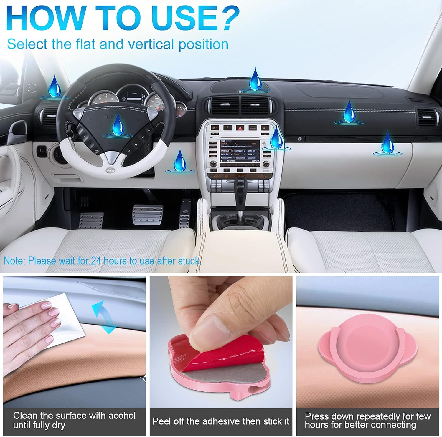 TOPGO Socket Car Mount for Phone Holder Silicone Grip Stand with Phone line Clasp for Collapsible Socket User Used on Dashboard, Home, Wall Compatible with iPhone Samsung 2 Pack-Pink