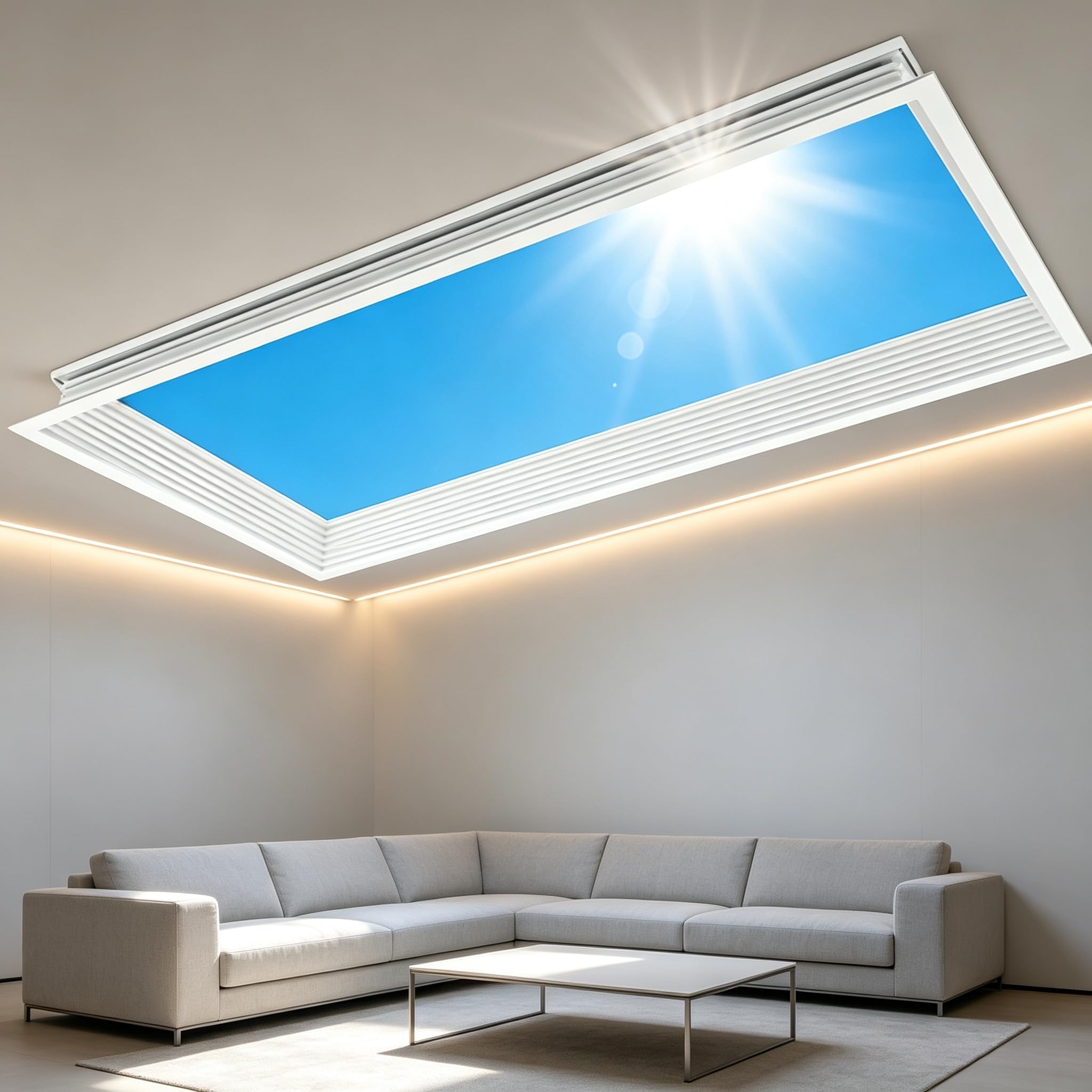 Panel de luz de ventana falsa con control remoto