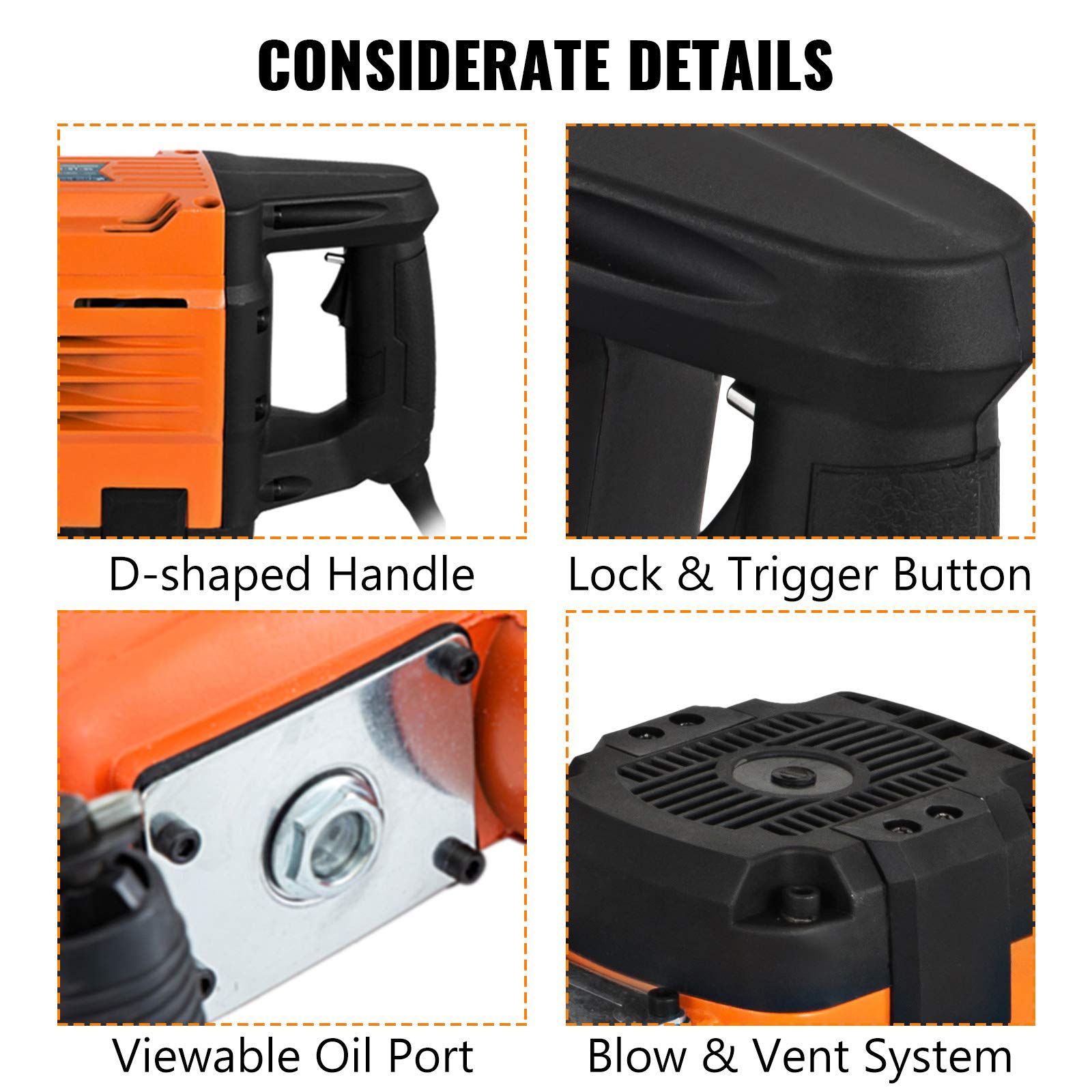 Mophorn 3600W Electric Demolition Hammer Heavy Duty Concrete Breaker