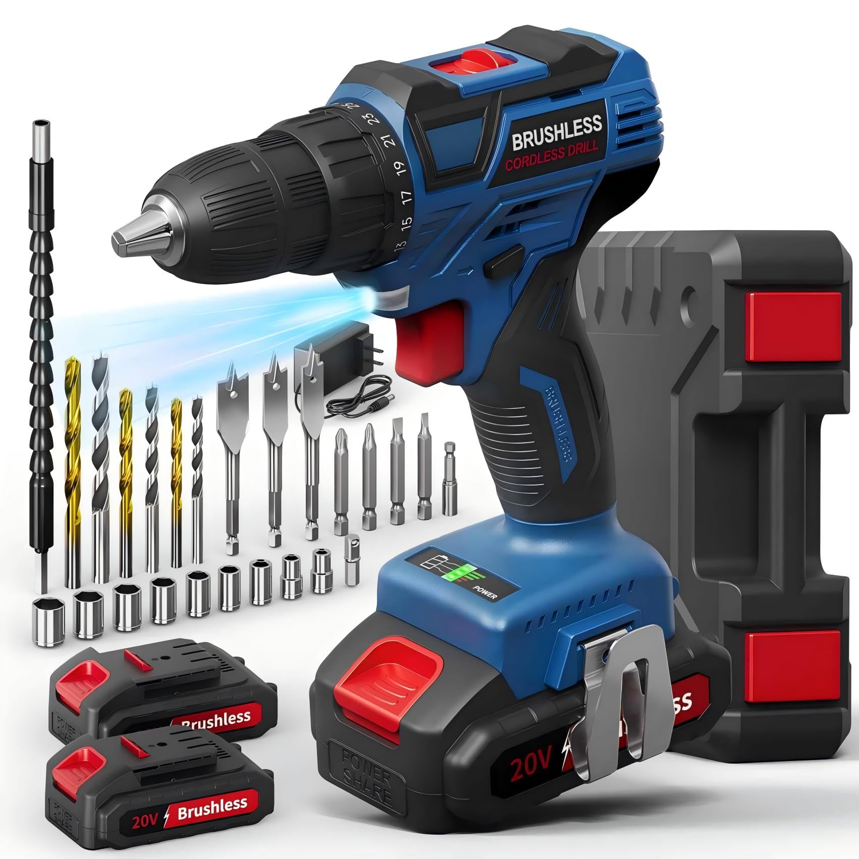 VIWKO Accuschroevendraaier, 20 V, accuboormachine met 85 accessoires, boorschroevendraaier 42 N.m Max, accu 2000 mAh, 25 1 koppel, boorhouder 10 mm, ledverlichting, roze