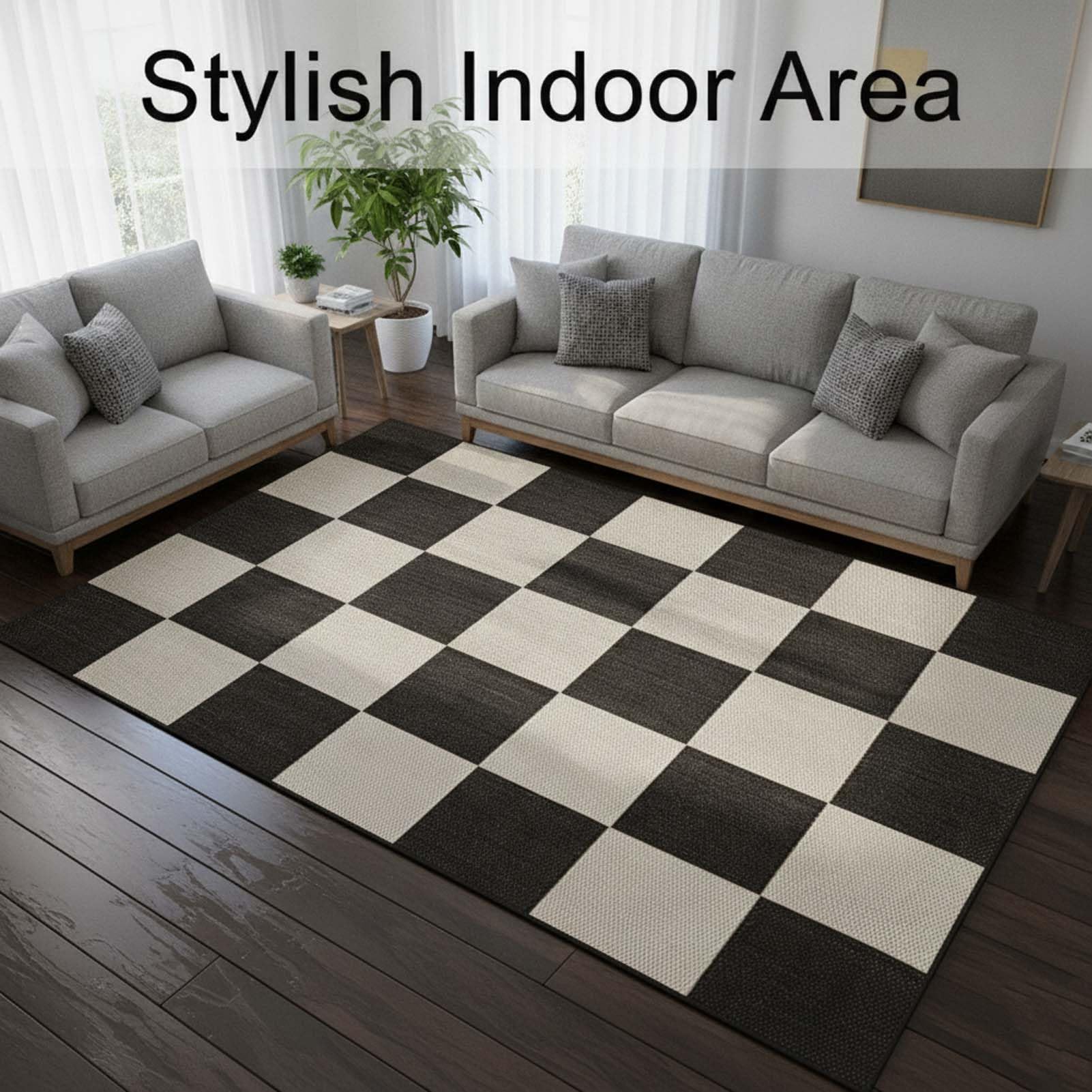 Tapis d'Extérieur, Grand Tapis en Velours Cristal avec sous-Couche Antidérapante, Moelleux et Léger, Tapis Facile à Nettoyer, pour Patio Jardin Terrasse Porche