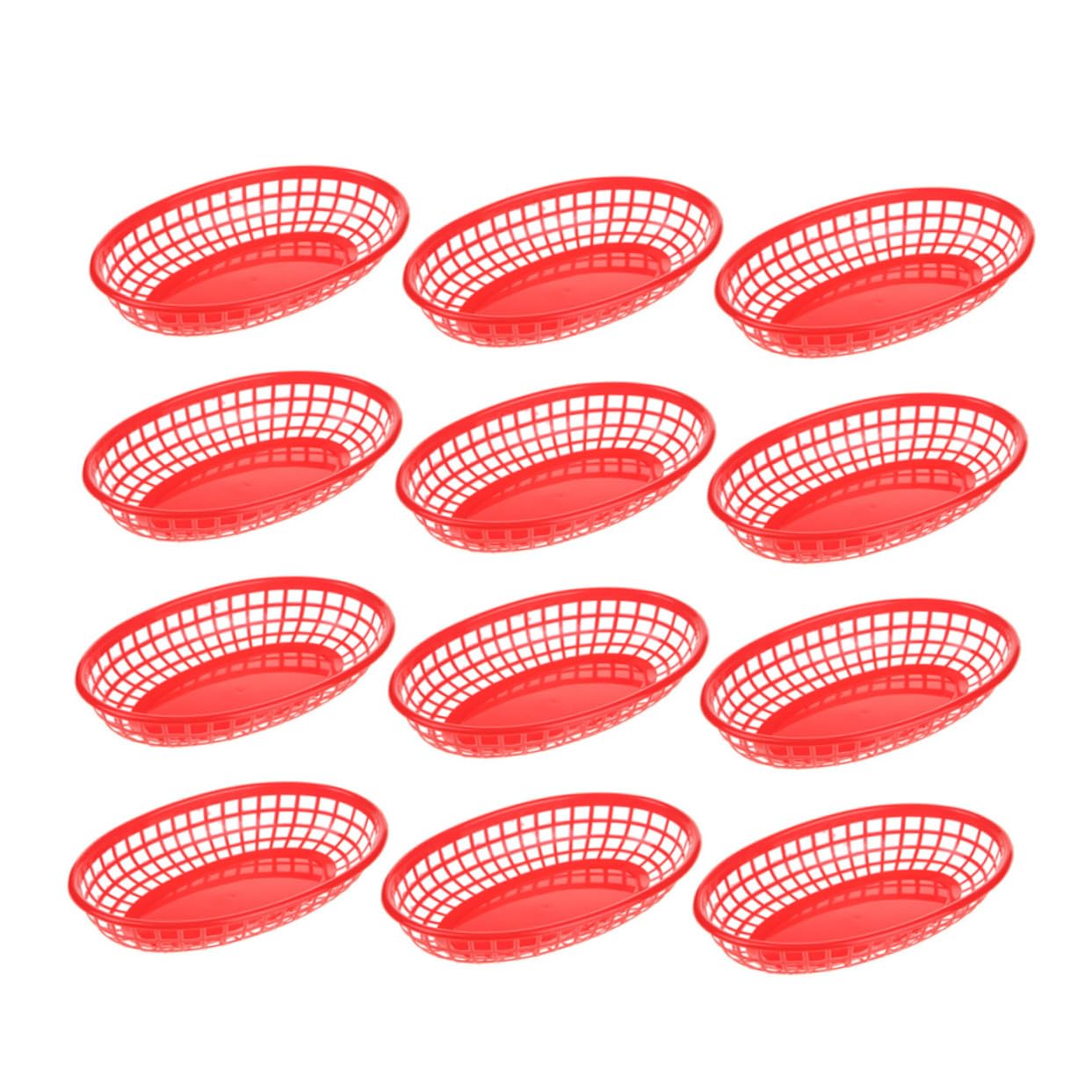 Cesta de Hamburguesa Patatas Fritas de Plástico Roja 12 Piezas