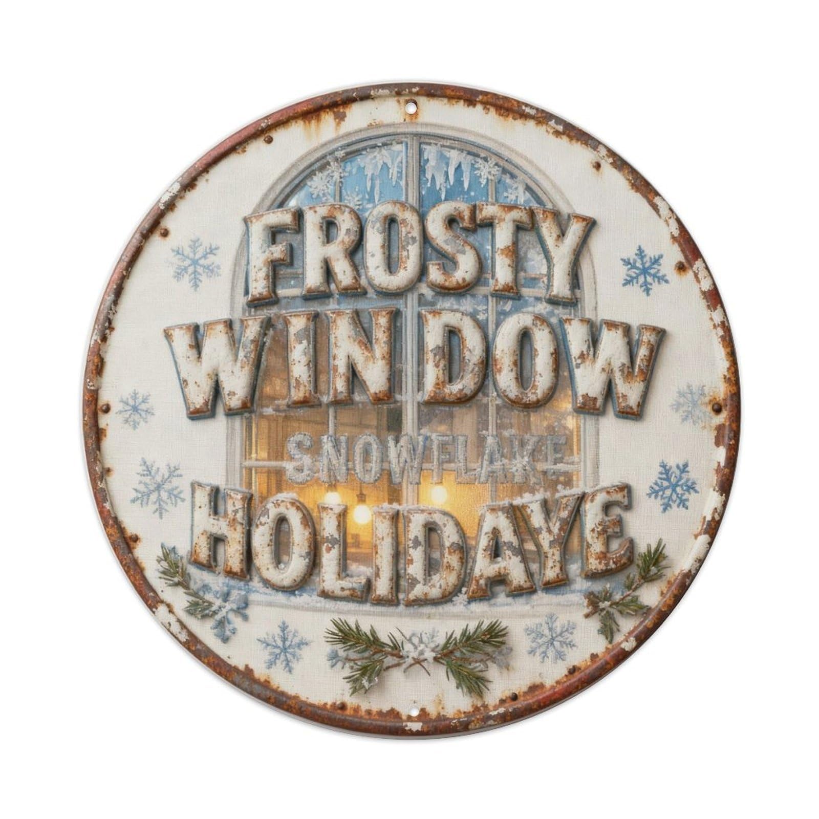 FROSTY WINDOW SNOWFLAKE HOME Metal Tin Sign Plaque