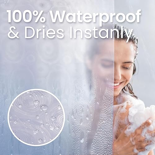 Miniatura 5 de LiBa Forro de cortina de ducha PEVA con 12 anillos de plástico, forro de ducha impermeable 8G para baño, forro de cortina de ducha de 72 x 72