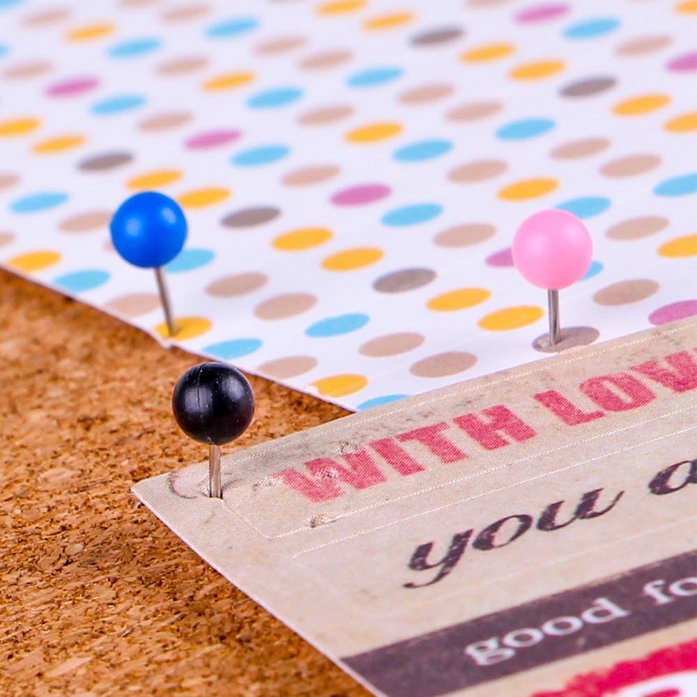 Yalis Push Pins Map Tacks 1/8-Inch Retro Metallic Color Beads Head Marking Pins 3 Colors 300 Count - View #6