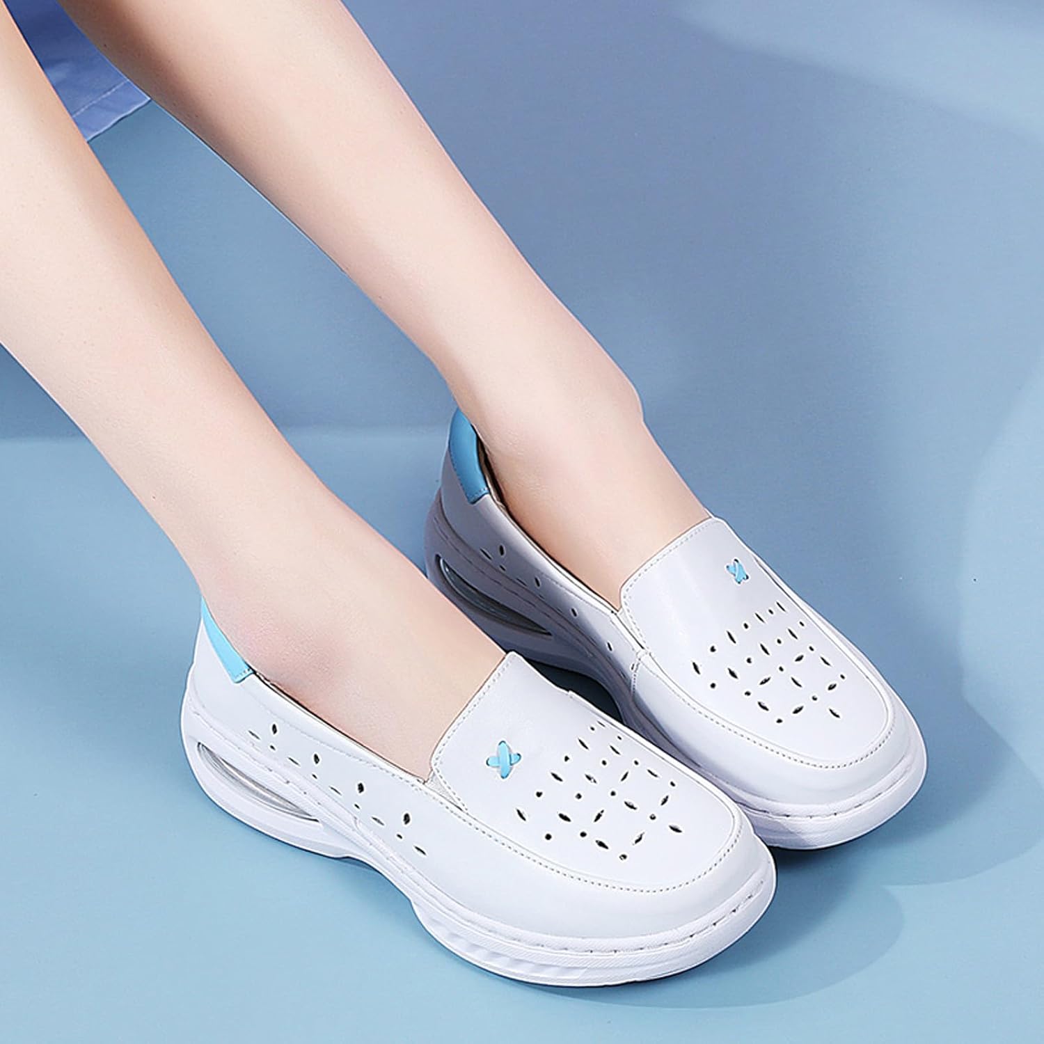 FLIOZY Nurse Shoes Womens Lightweight Slip on Walking Shoes Comfortable Flat Shoes for Healthcare and Food Service