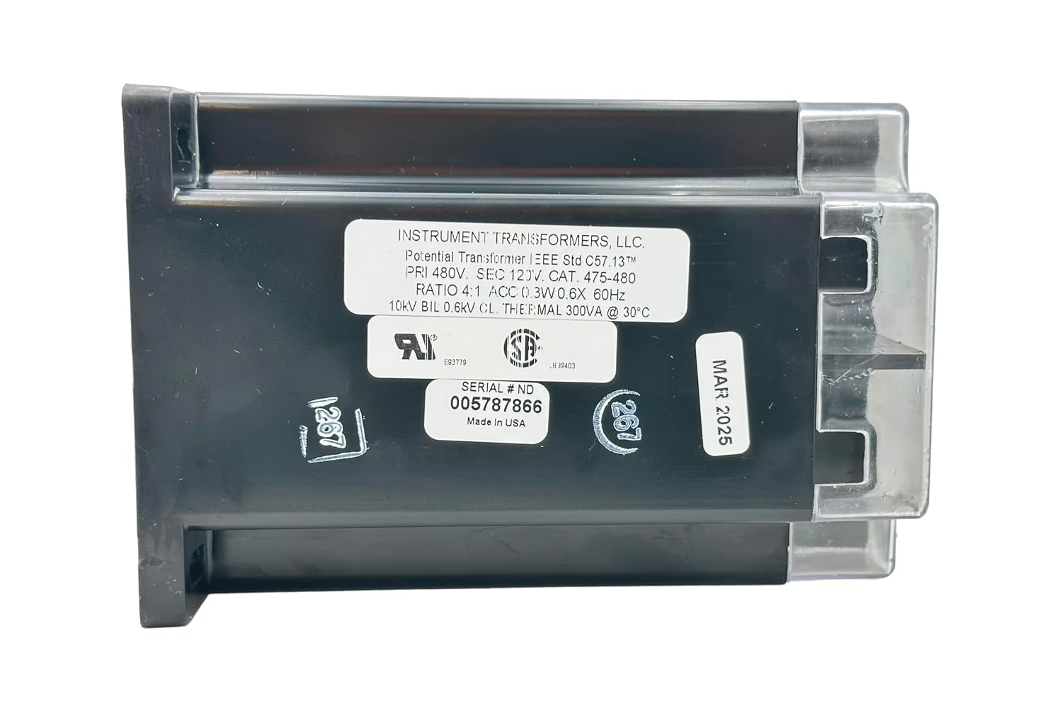 Potential Transformer Model 475-480, Thermal 300VA @ 30° C, 10kV BIL 0.6kV CL