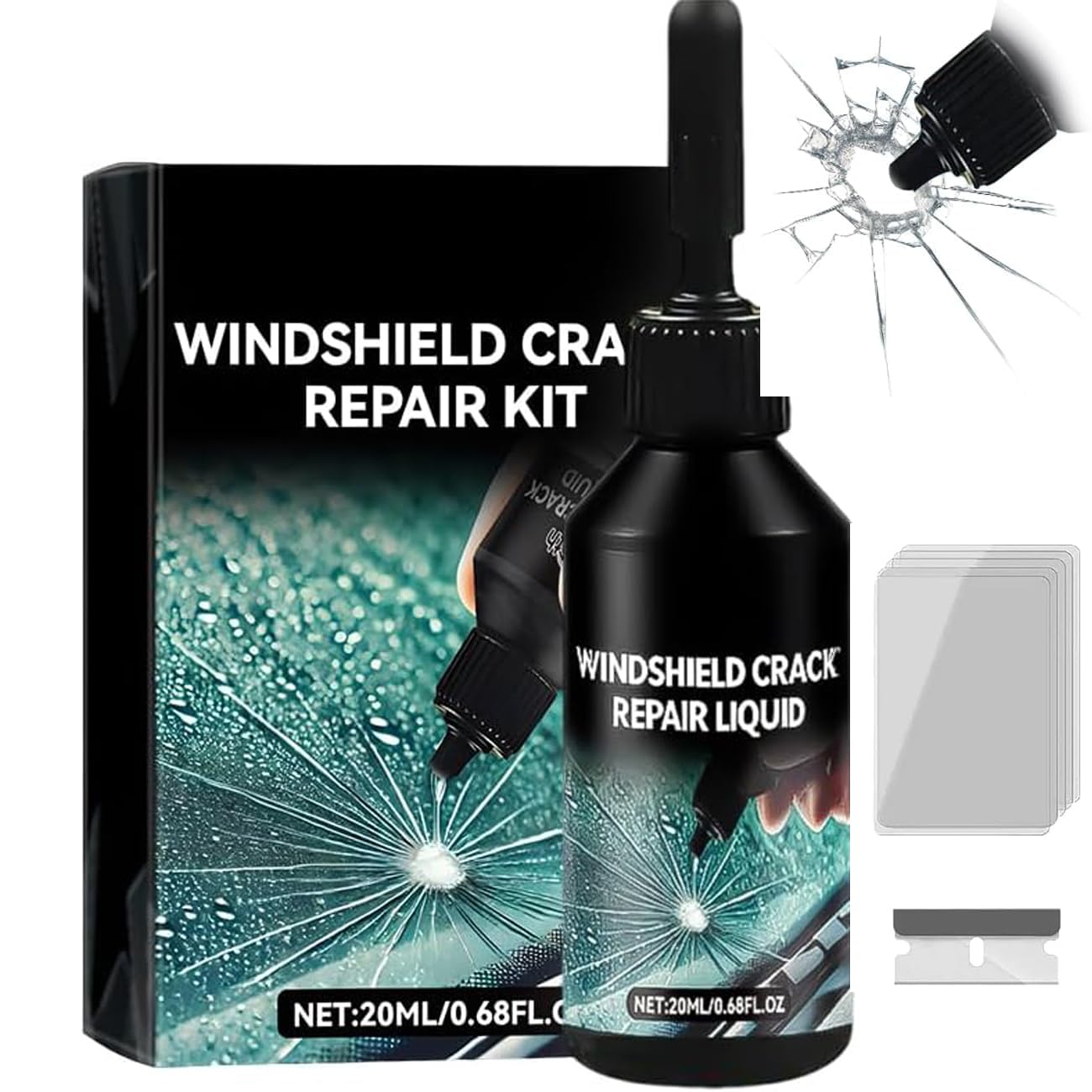 Windshield Crack Repair Kit, 2026 Upgrade Cracks Gone Glass Repair, Premium Quick Fix Windshield & Glass Repair Tools for Chips and Cracks