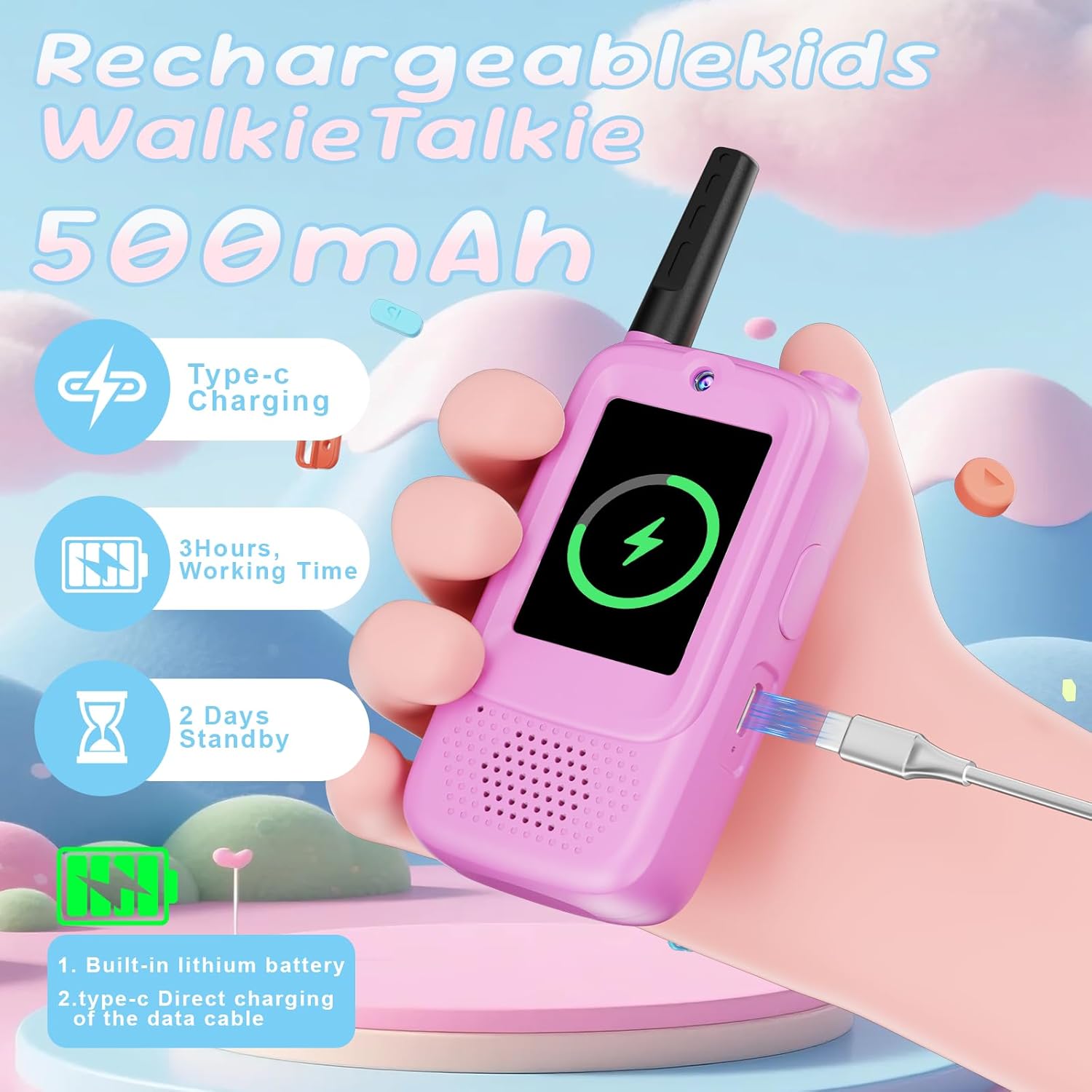 Kids Video Walkie Talkies Toy (Pink-Blue)