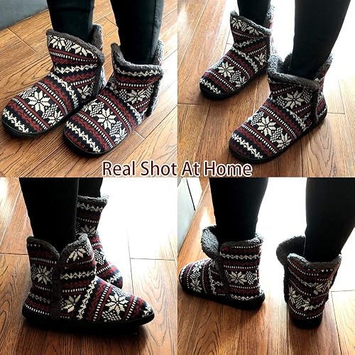 Miniatura 6 de mujeres felpa polar botín zapatillas invierno espuma memoria interior zapatillas mujeres al aire libre botas zapatos