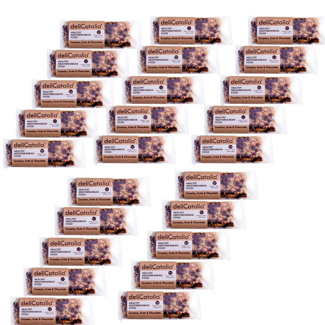 Pack de 25 Barritas Ecológicas de Cereales, Fruta y Chocolate Delicatalia (50g)