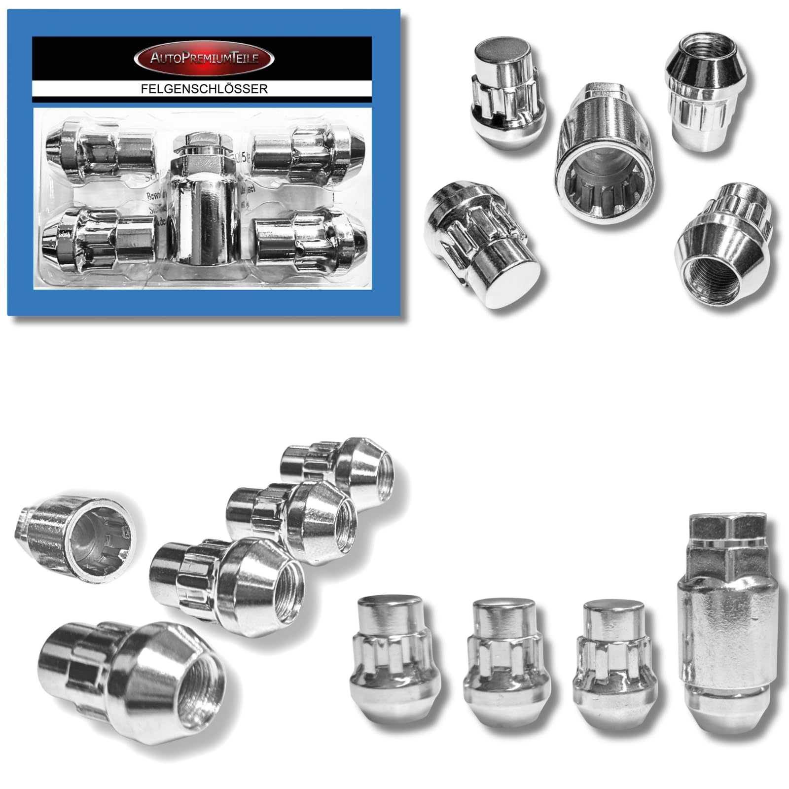 Blokada do felg M12 x 1,5, kołnierz stożkowy 60°, kompatybilny z Ford Hyundai Jeep Kia Mazda Opel SsangYong Volvo, 4 x zestaw srebrnych zamków do felg, zabezpieczeń kół, zabezpieczenie felg, ochrona
