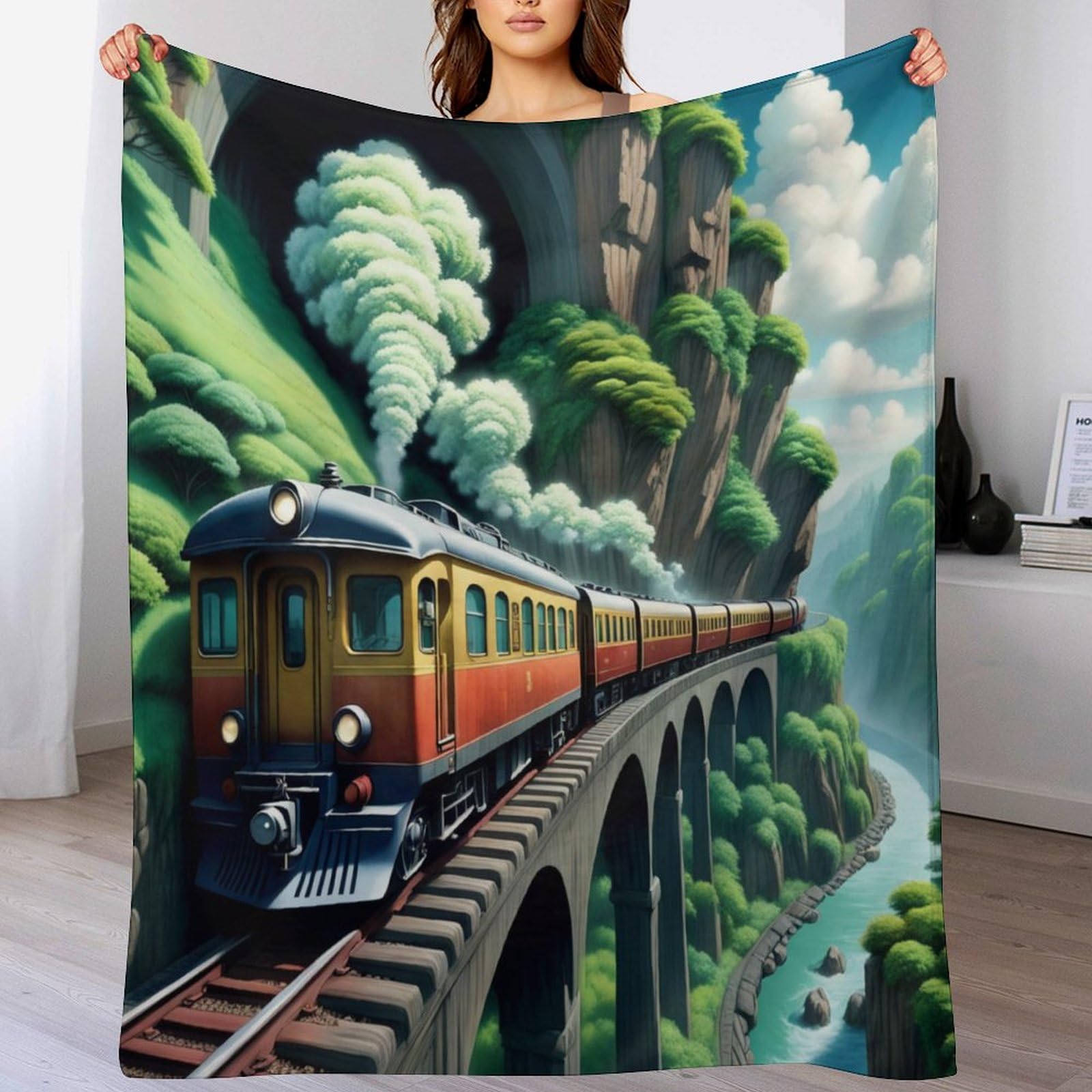Couverture polaire flannel train à vapeur pour des soirées cocooning au chaud