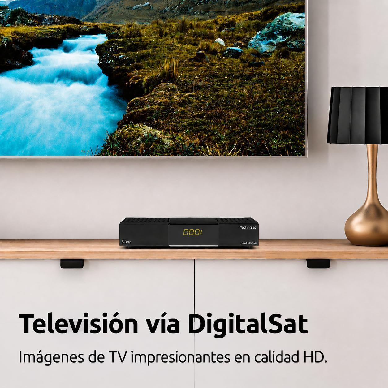 TechniSat HD-S 223 DVR - Receptor Satélite HD DVB-S2 con Grabación USB, HDTV, HDMI, Reproductor Multimedia USB, EPG 7 Días, Temporizador y Mando a Distancia, Negro
